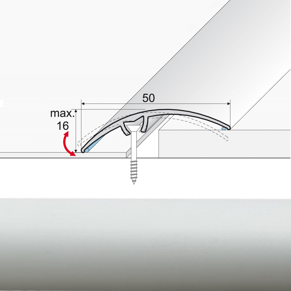 EFFECTOR Prechodová lišta A65 Strieborná 270 cm